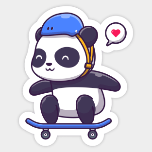 Cute panda play skateboard Sticker